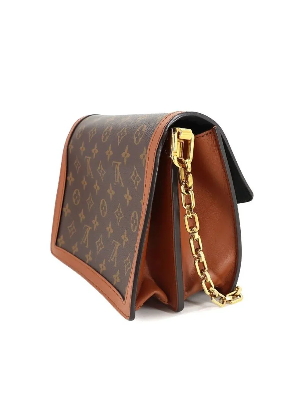 Louis Vuitton Monogram Reverse Dauphine MM Shoulder Bag Brown